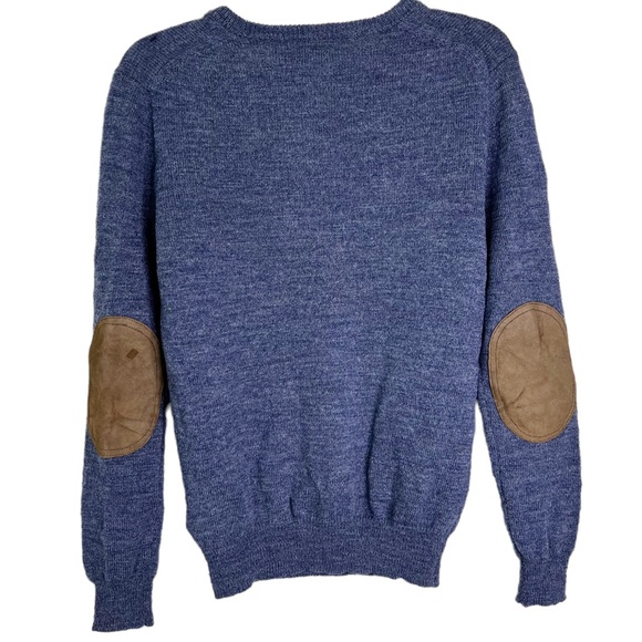 J. Crew Slim Fit Merino Wool V-Neck Elbow Patch Sweater in Blue Men’s Sz S - Picture 2 of 9